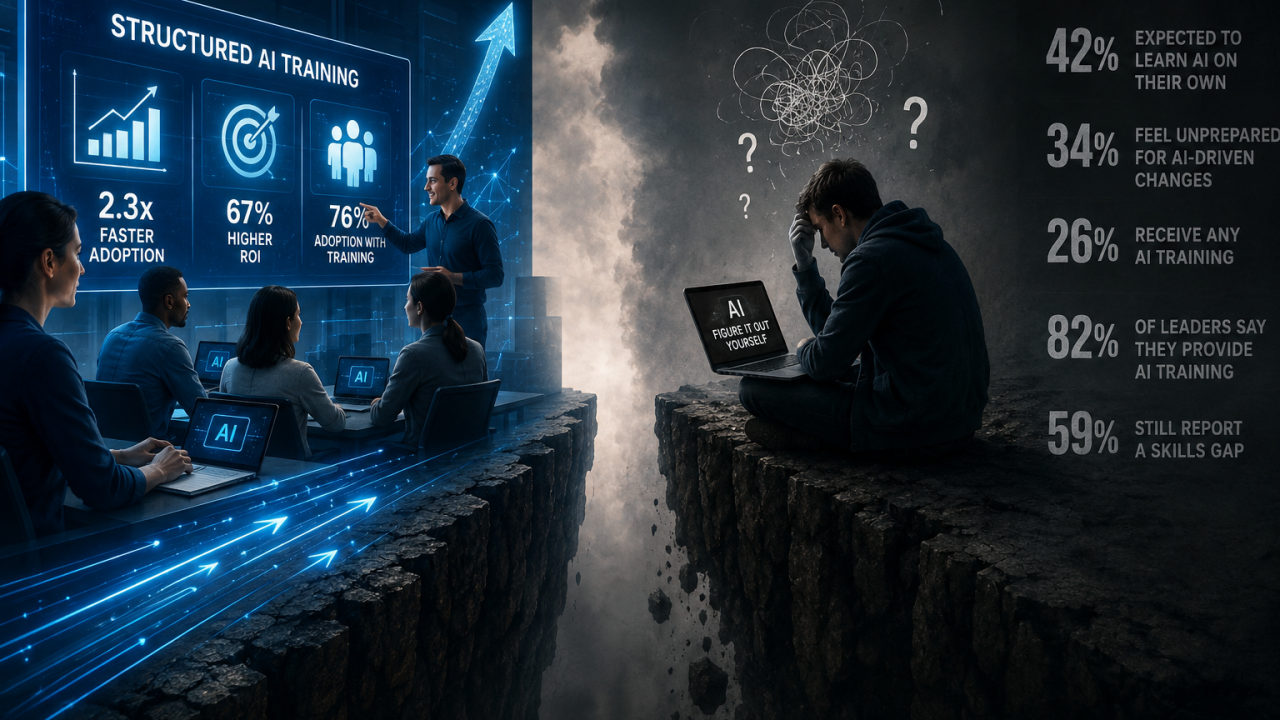 Companies With Structured AI Training See 2.3x Faster Adoption. So Why Do 42% of Workers Say They’re Expected to Learn AI on Their Own?